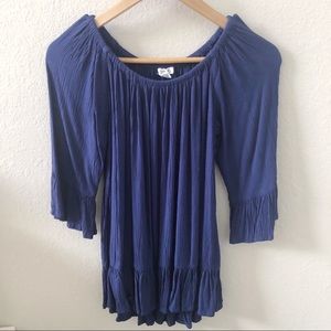 Beach Lunch Lounge Dark Blue Off Shoulder Top